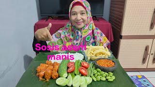 Sosis asem manis super nikmat// Pete .lalapan mentah dan sambal pedas🌶️