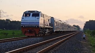 Kereta api Manahan Tambahan ditarik lokomotif dua garis biru