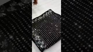 Black colour sequence saree with blouse piece 💗 saree unboxing 💗 #shorts #sequencesaree #partywear