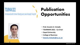 Prof. Fotiadis on publication opportunities @ TOURMAN 2021