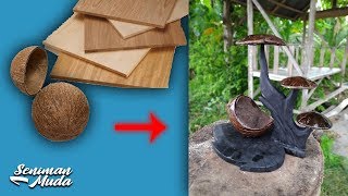 MEMBUAT ASBAK HIAS RUANG TAMU DARI BATOK KELAPA & KAYU | Seniman Muda