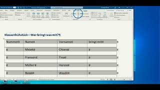 Tabellen mit MS-Word | Beispielaufgabe | Schülerfrühstück