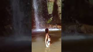 Beautiful Girl enjoying waterfall on mountains - Nature Views -#shorts #beautiful #nature