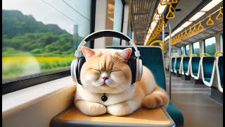 1 Hour Lofi Chill & Relax | Cute Cat on Scenic Train Journeys | Study, Focus, Unwind