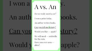 When to use A or An #englishsentences #grammar #howtolearnenglish