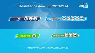 Loteka Lotería Electrónica Sorteo 7:55 PM 29-09-2024.