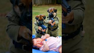 Two puppies protecting the baby  #doglover #pets #trendingshorts