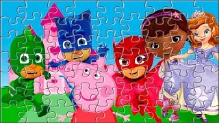 Puzzle de Peppa Pig con buenos amigos como PJ Masks, Sofía y Doctora Juguetes