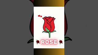 How to Draw and color cute🌹ROSE 🌹supereasy Art without Pencil  #trending #viral #short #art #shorts