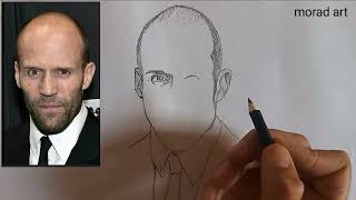 How to draw Jason Statham's face with a pencil, very easy