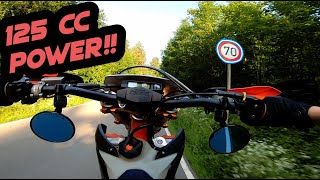 KTM EXC 125 SUPERMOTO   CRAZY SHORTY SOUND!!