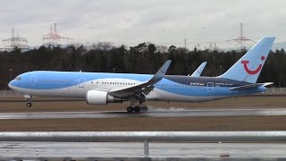 TUI 767 hard braking landing at Frankfurt | Airplanesloverr