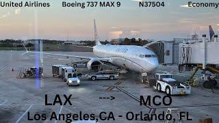 United Airlines - 737 MAX 9 - Los Angeles - Orlando - LAX - MCO - UAL1730 - N37504 - Full Flight