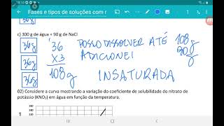 Professor Luiz da Joyce - Exercícios envolvendo solubilidade e saturação