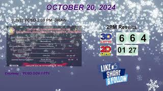 [LIVE] PCSO 2:00 PM DRAW - OCTOBER 20, 2024 LOTTO RESULTS