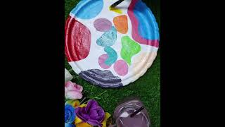 ||Boho Line painting||clay plate painting||acrylic painting||#karabi #shortvideo#viral#art#trending