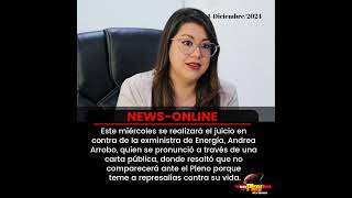 📢#NewsOnline📰 - #Ecuador🇪🇨 ▶️ Hiy se realizará juicio contra la exministra de Energía, Andrea Arrobo