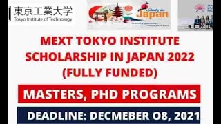 MEXT Titech Scholarship in Japan 2022 | Fully Funded