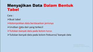 Menyajikan data dalam bentuk tabel