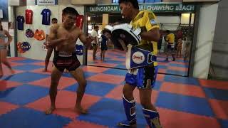 Meechai power kick with Kru Iang.