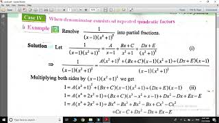 MATH GRADE 10 LEC#72 PARTIAL FRACTIONS CASE#4 (EXPLANATION OF RELATED EXAMPLE)