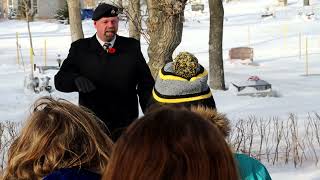 Craig Bird speaks during the No Stone Left Alone ceremony in Estevan on November 17, 2022