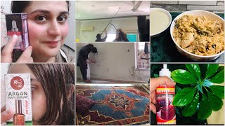 Chicken Pulao|L'Oreal revitalift hyaluronic acid review|Rivaj argan hair serum|wall paint karna Para