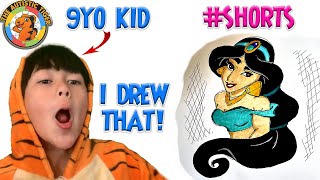 9yo Autistic Savant Draws - Jasmine | Aladdin @shorts