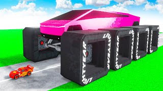 Tesla Cybertruck Transforming to GIANT PINK BTR BIGFOOT TESLA CYBERTRUCK in Teardown!