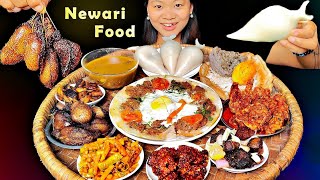 Newari Food Mukbang🤩Eating Newari Pizza, Bone Marrow, Marinated Buff & Fish Meat, Sweets Eating Show