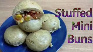 STUFFED MINI BUNS| स्टफ्ड मिनी बन्स | WHEAT FLOUR BUNS| Stuffed Burger| Bread recipe