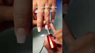 Applying top coat on acrylic nails #nailtech #nails #gelxnails