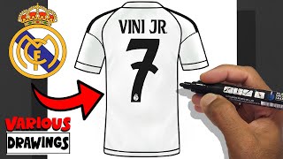 How To Draw Vinicius Júnior Real Madrid Shirt 7 - VINI JR Football - EASY