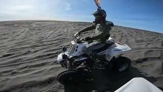 Flying Though Moses Dunes Trails On My LTZ400, With My Buddy On His Banshee.