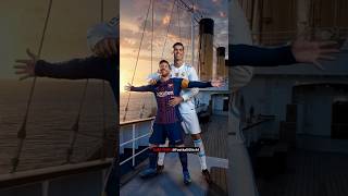 Messi & Ronaldo survive the Titanic 🤯#football #shorts #messi #ronaldo #neymar #viral