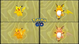 Pokemon Go: Evolving Normal & Shiny Pikachu into Normal & Shiny Raichu