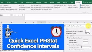 How to use Excel and PHStat to create z and t Confidence Intervals