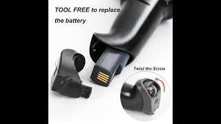 TEEMI TMSL-53CR 2D Bluetooth Barcode Scanner with tool free battery replacing feature, Cradle includ