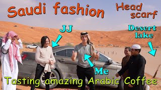 First Time in Saudi Trying Head Scarf as Foreigner / Coffee in Desert/ Things to do in Saudi. PART3