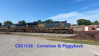 CSX I128 Container & Piggyback Trailer with 3400, 3208 - Lots of Horn Sound