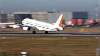 DLR Flugbetriebe Airbus A320-232 D-ATRA takeoff at Hamburg Finkenwerder