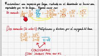 Racionalización de denominadores en una fracción