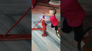 My 10 month old baby walking for first time|wooden Walker #cute#walking#motorskills