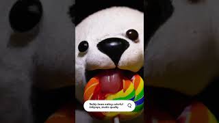 Asking AI for studio quality photo of teddy bears eating colorful lollipops. #ai #photography #short