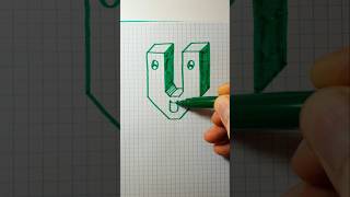 Dibujo letra V en 3D. #drawing #videoshorts #art #dibujo #letras #3d #abecedario #shorts #geometry