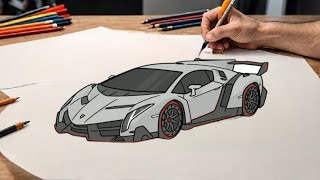 How to draw a LAMBORGHINI VENENO / draw Lambo veneno 2024 step by step