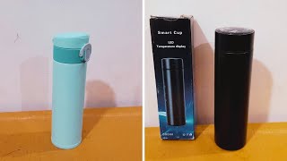 Unboxing and Review of Water Bottle With LED Temperature Display Hot And Cold Flask Black 500 Ml