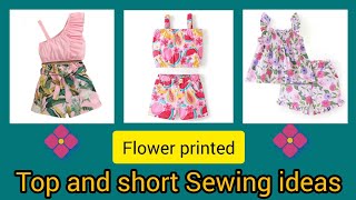 flower printed top and short design//sewing ideas#shorts