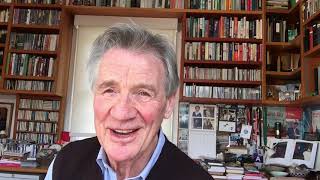 Michael Palin congratulates Dervla Murphy on her Edward Stanford Award