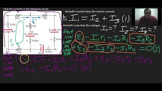 Kirchoff's Rules Calculation, Resistor and Battery Network,